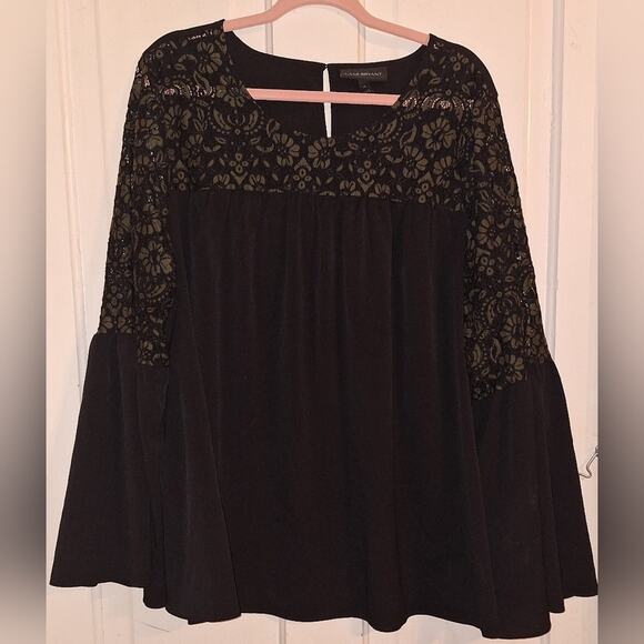 Lane Bryant Size 20 Bell Sleeve Lace Green  Black Dark Fairycore Witchy Goth - Picture 1 of 7